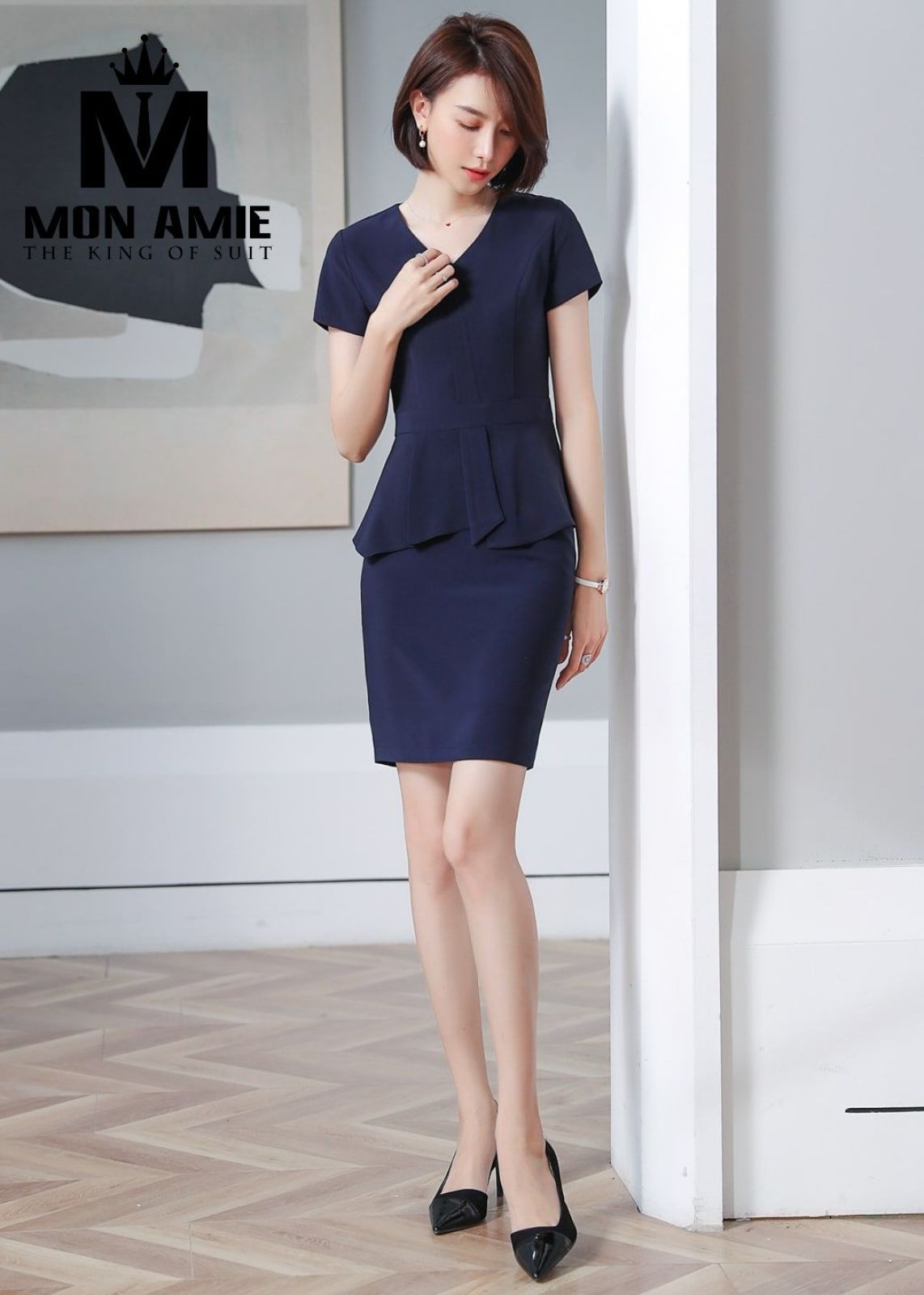 Navy Tulip Peplum Dress 